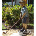 Outdoor metal materical life size bronze children playing golf garden statues